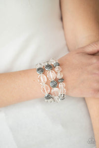 Crystal Charisma- White and Silver Bracelet- Paparazzi Accessories