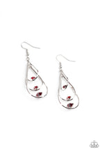 Load image into Gallery viewer, Drop Down Dazzle- Red and Silver Earrings- Paparazzi Accessories
