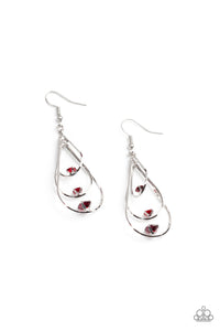Drop Down Dazzle- Red and Silver Earrings- Paparazzi Accessories
