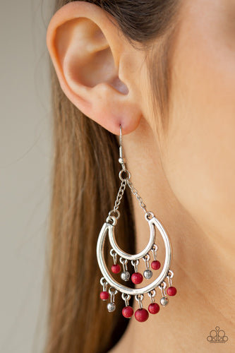 Free-Spirited Spirit- Red and Silver Earrings- Paparazzi Accessories