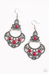 Garden State Glow- Red and Silver Earrings- Paparazzi Accessories