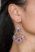 Load image into Gallery viewer, Garden State Glow- Red and Silver Earrings- Paparazzi Accessories