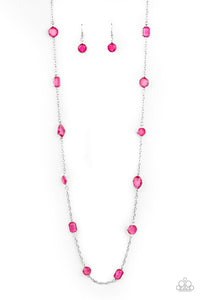 Glassy Glamorous- Pink and Silver Necklace- Paparazzi Accessories