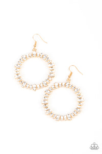 Glowing Reviews- White and Gold Earrings- Paparazzi Accessories