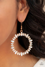 Load image into Gallery viewer, Glowing Reviews- White and Gold Earrings- Paparazzi Accessories