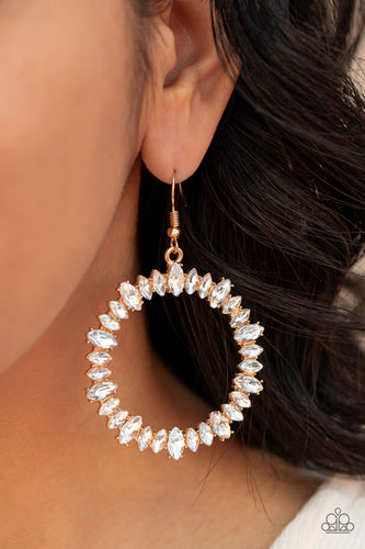 Glowing Reviews- White and Gold Earrings- Paparazzi Accessories