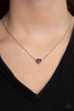 Load image into Gallery viewer, Hit Em Where It HEARTS- Purple and Silver Necklace- Paparazzi Accessories