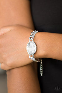 Luxury Lush- White and Silver Bracelet- Paparazzi Accessories