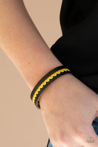 Made With Love- Yellow and Brown Leather Wrap- Paparazzi Accessories