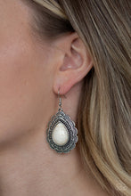 Load image into Gallery viewer, Mountain Mover- White and Silver Earrings- Paparazzi Accessories