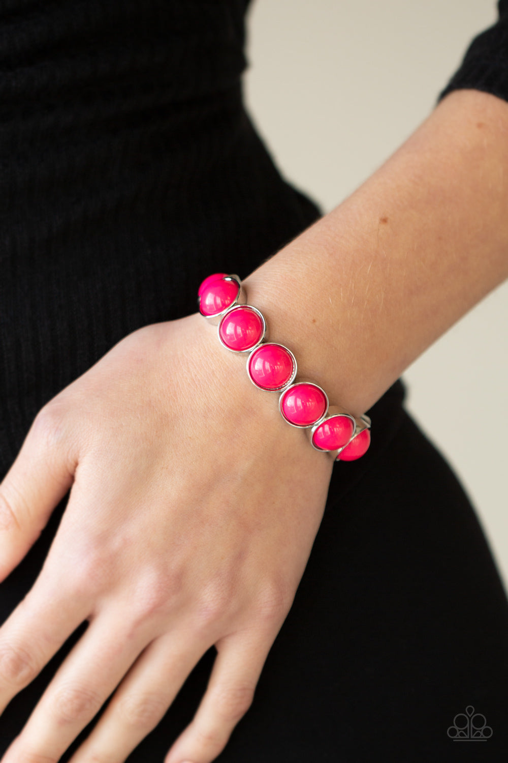 POP, Drop and Roll- Pink and Silver Bracelet- Paparazzi Accessories