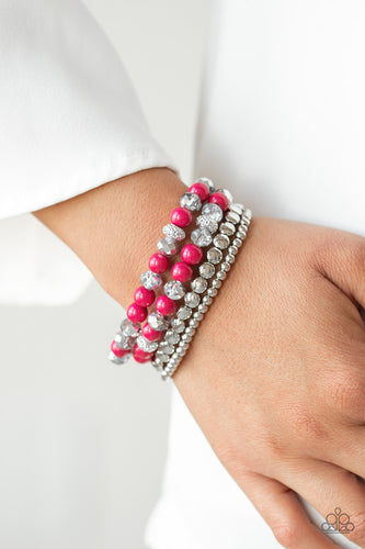 Socialize- Pink and Silver Bracelets- Paparazzi Accessories