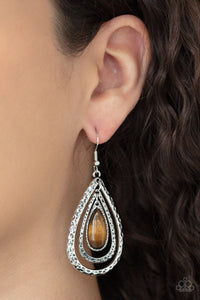 Teardrop Torrent- Brown and Silver Earrings- Paparazzi Accessories