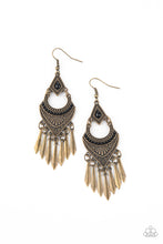 Load image into Gallery viewer, Trailblazer Beam- Black and Brass Earrings- Paparazzi Accessories