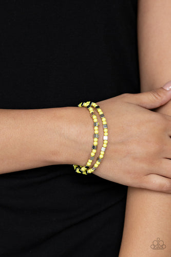 Trendy Tribalist- Yellow and Silver Bracelets- Paparazzi Accessories