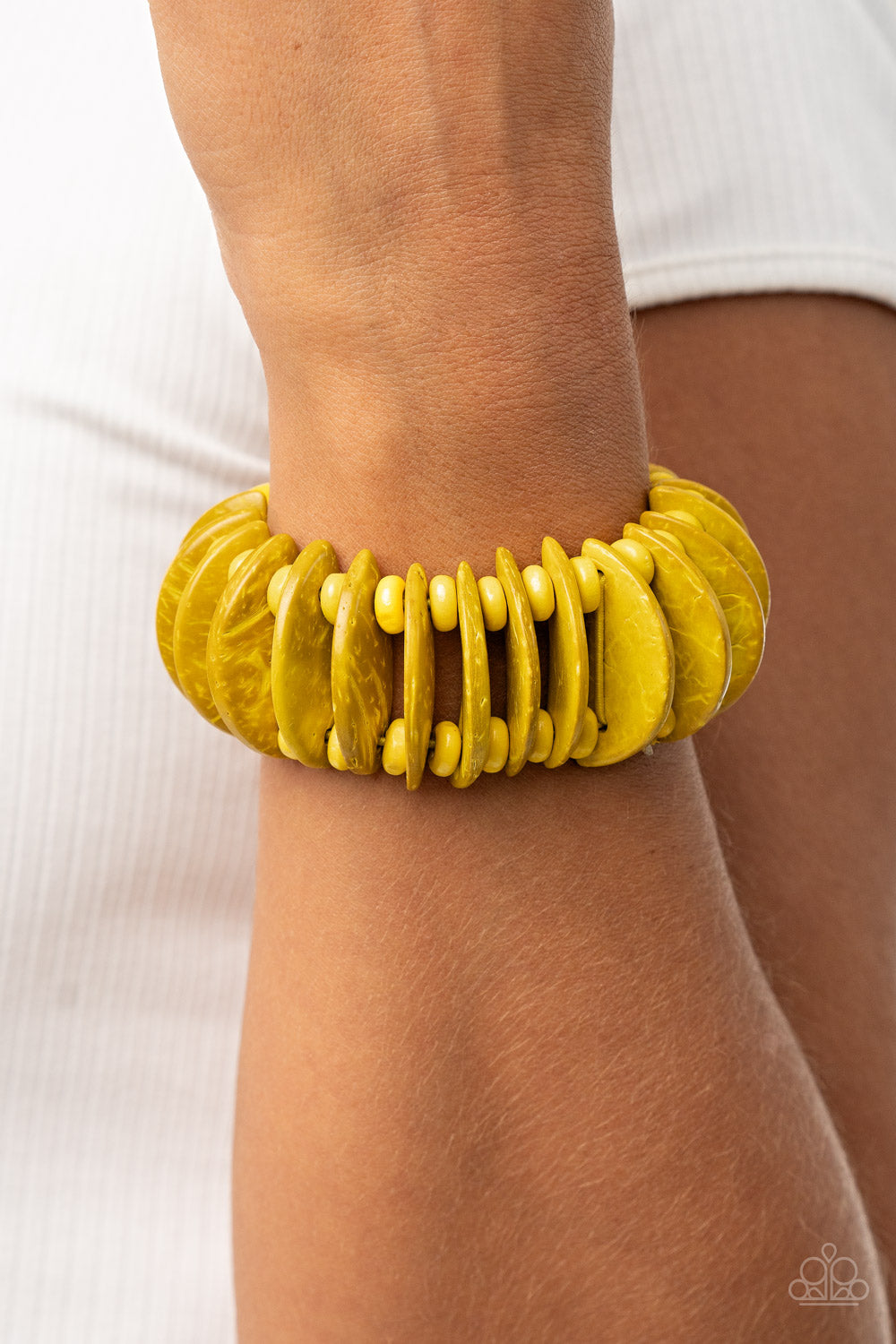 Tropical Tiki Bar- Yellow Bracelet- Paparazzi Accessories