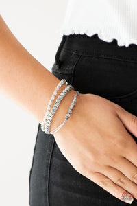 Ultra Modern- White and Silver Bracelet- Paparazzi Accessories