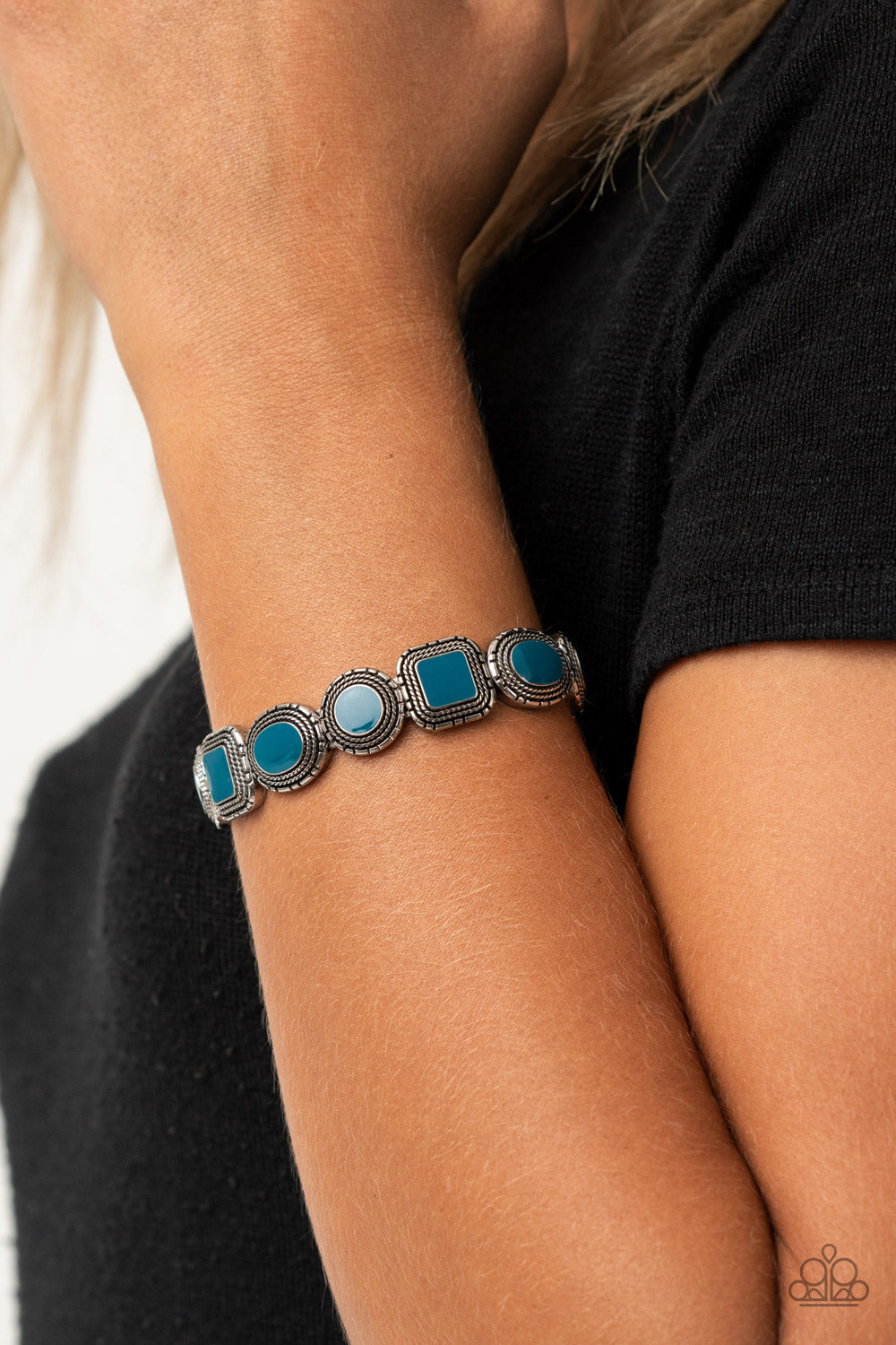 Vividly Vintage- Blue and Silver Bracelet- Paparazzi Accessories