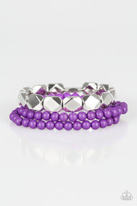 Fiesta Flavor- Purple and Silver Bracelets- Paparazzi Accessories