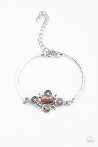 Mesa Flower- Brown and Silver Bracelet- Paparazzi Accessories