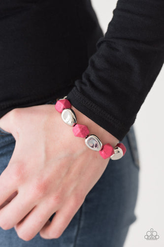 Rock Candy Canyons- Pink and Silver Bracelet- Paparazzi Accessories
