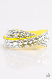 Shimmer and Sass- Yellow and White Wrap Bracelet- Paparazzi Accessories