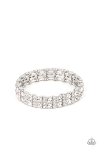 Mic Dropping Drama - White and Silver Bracelet- Paparazzi Accessories