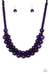 Caribbean Cover Girl- Purple Wooden Necklace- Paparazzi Accessories