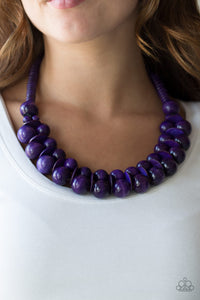 Caribbean Cover Girl- Purple Wooden Necklace- Paparazzi Accessories