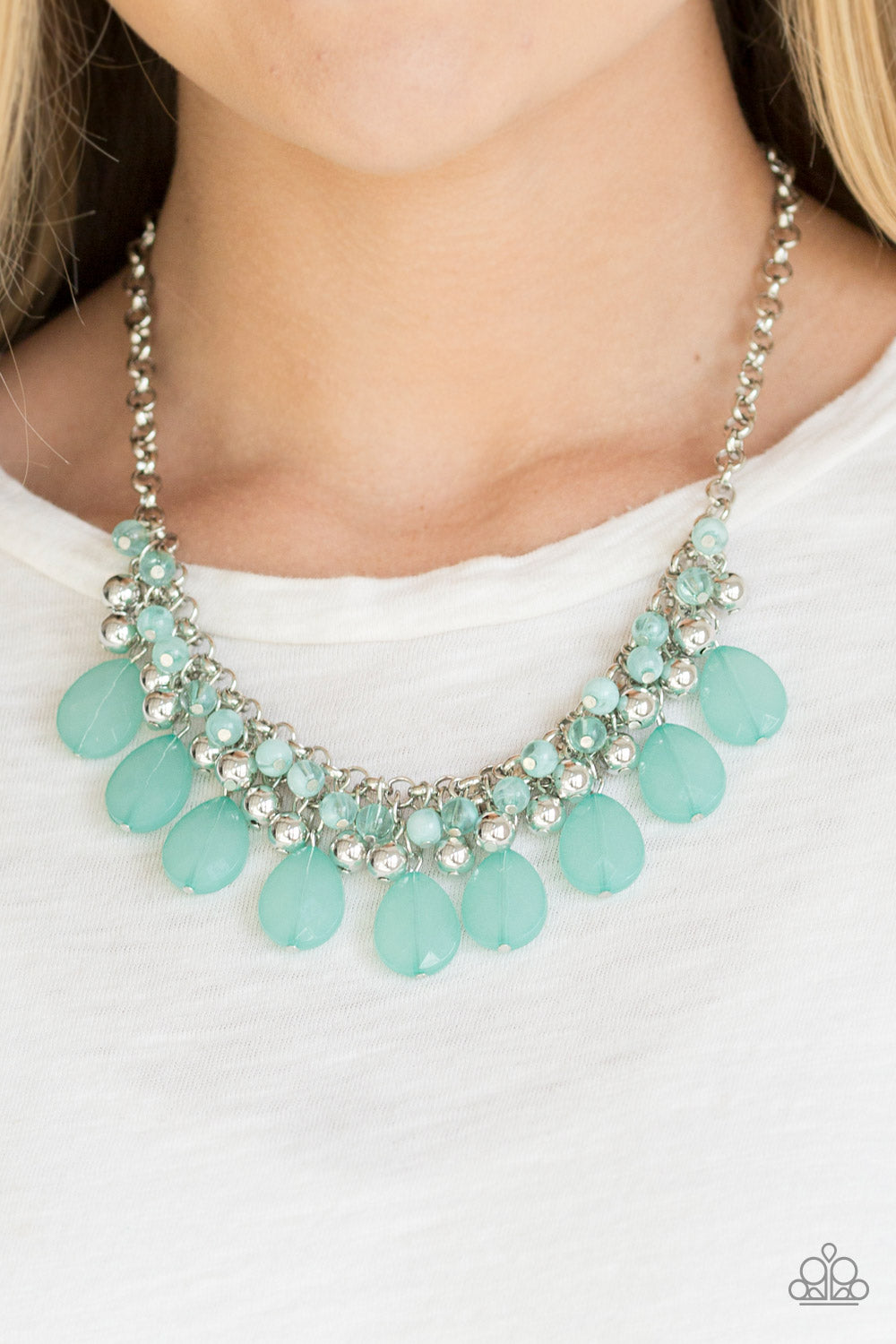Trending Tropicana- Green and Silver Necklace- Paparazzi Accessories