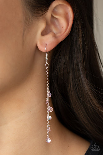 Extended Eloquence - Pink and Silver Earrings- Paparazzi Accessories