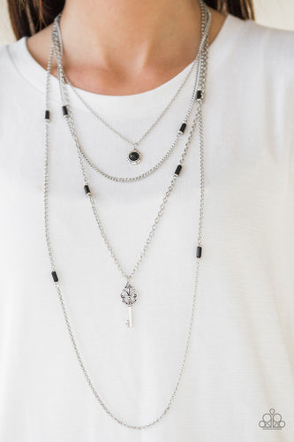 Key Keynote - Black and Silver Necklace- Paparazzi Accessories