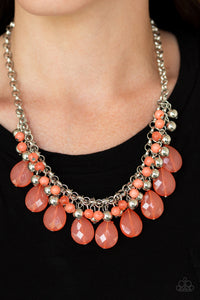 Trending Tropicana- Orange and Silver Necklace- Paparazzi Accessories