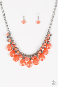 Trending Tropicana- Orange and Silver Necklace- Paparazzi Accessories