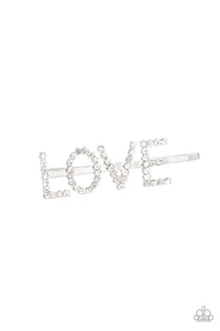 All You Need Is Love- White and Silver Hair Clip- Paparazzi Accessories