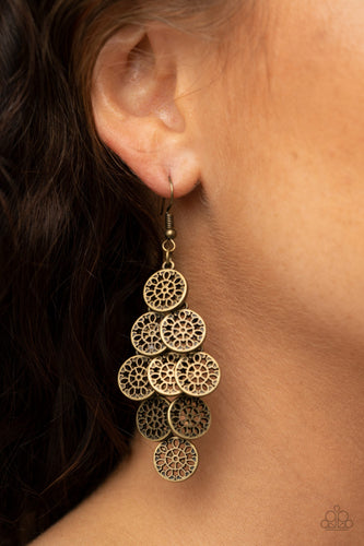 Blushing Blooms- Brass Earrings- Paparazzi Accessories