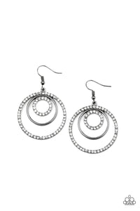 Bodaciously Bubbly- White and Gunmetal Earrings- Paparazzi Accessories