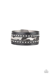 Born To Be WILDCAT- Black and Silver Bracelet- Paparazzi Accessories
