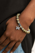 Load image into Gallery viewer, Butterfly Wishes- Yellow and Silver Bracelet- Paparazzi Accessories