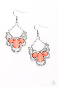Caribbean Royalty- Orange and Silver Earrings- Paparazzi Accessories
