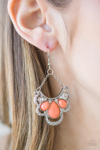 Caribbean Royalty- Orange and Silver Earrings- Paparazzi Accessories