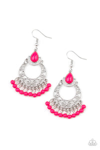 Colorful Colada- Pink and Silver Earrings- Paparazzi Accessories
