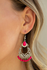 Colorful Colada- Pink and Silver Earrings- Paparazzi Accessories