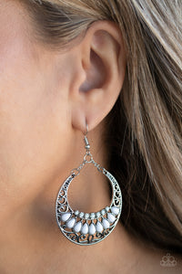 Crescent Couture- White and Silver Earrings- Paparazzi Accessories