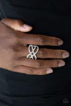 Load image into Gallery viewer, Cross Action Couture- White and Silver Ring- Paparazzi Accessories