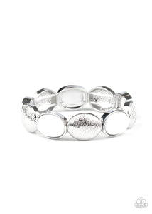 Decadently Dewy- White and Silver Bracelet- Paparazzi Accessories