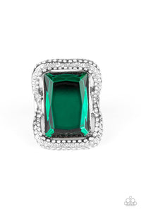 Deluxe Decadence- Green and Silver Ring- Paparazzi Accessories