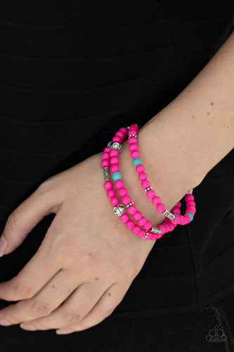 Desert Decorum- Pink and Silver Bracelet- Paparazzi Accessories