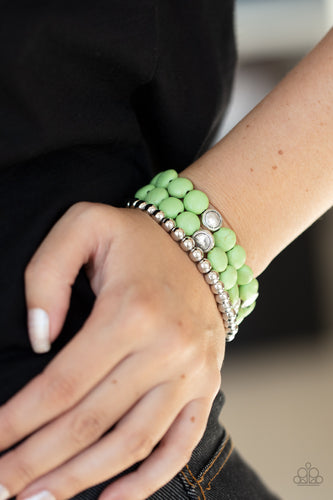 Desert Verbena- Green and Silver Bracelets- Paparazzi Accessories