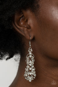 Diva Decorum- White and Silver Earrings- Paparazzi Accessories